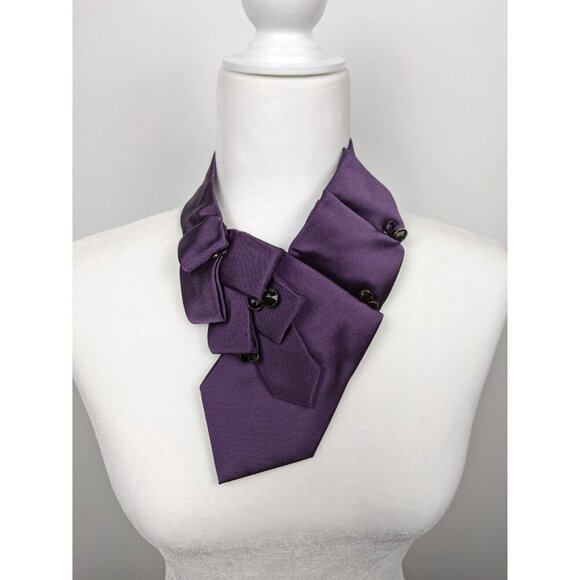 Ogsplosh Formal Beaded Ascot Tie Made From Repurposed Purple Necktie & Beads - Picture 6 of 7